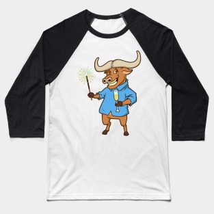 Buffalo with sparkler - Happy New Year Baseball T-Shirt